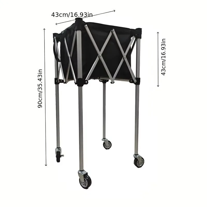 Tennis & Table Tennis Coach Storage Cart with Wheels Aluminum Alloy Folding Portable Design