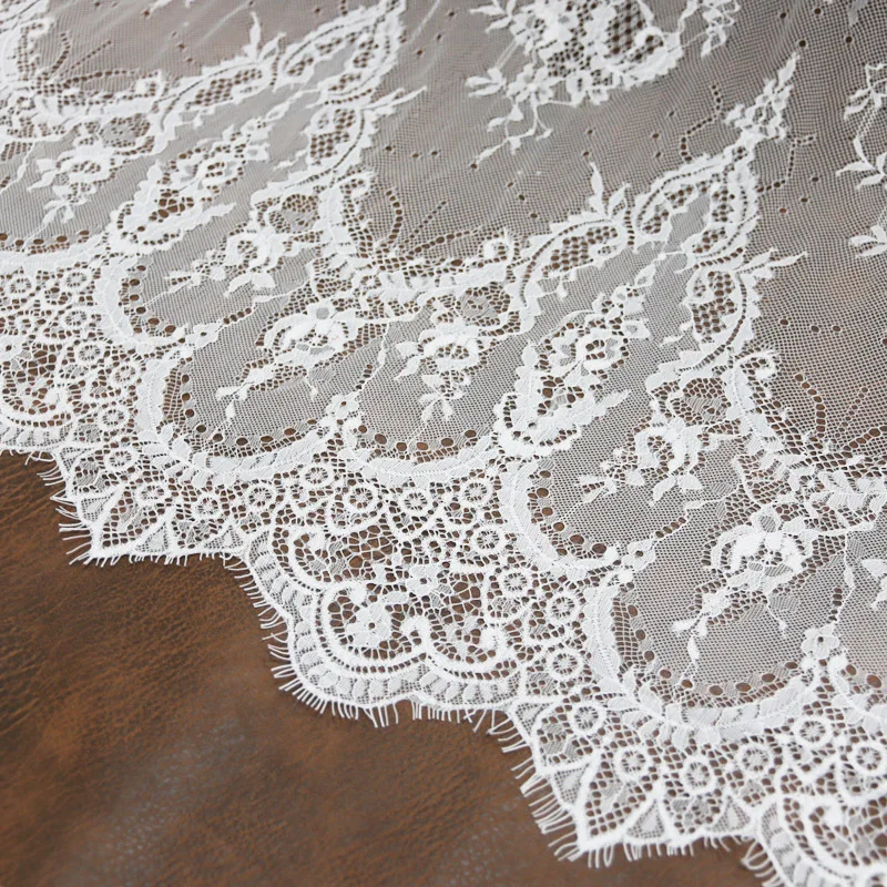 (1.5x3meters) Fashion High Quality White Handmade Dress DIY White Eyelash Lace Trimming Fabric Curtain Decoration