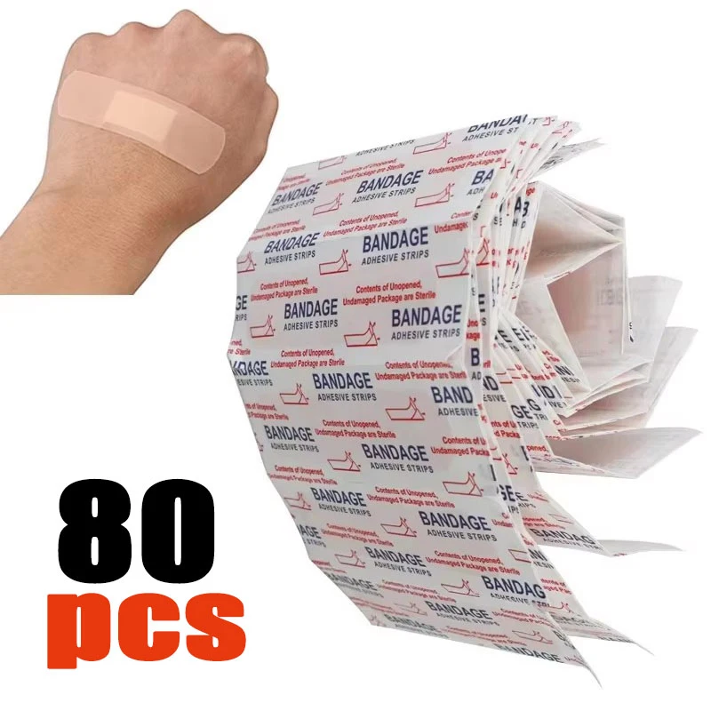 

10-80Pcs Breathable Band Aid Waterproof Bandage First Aid Wound Dressing Medical Tape Wound Plaster Emergency Kits Bandaids