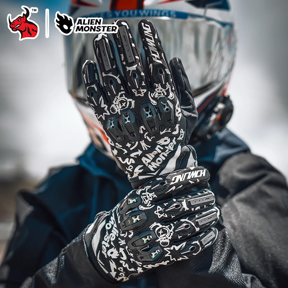 

Motorcycle Gloves CE Certified with Reflective Elements Summer Ventilated Breathable for Off-Road Night Riding Safety