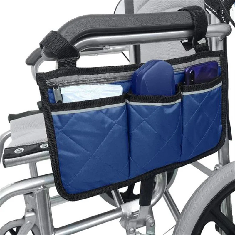 Wheelchair Side Bag for Back Wheelchair Storage Bag Pouch Fits Most Bed Rail Scooters Walker Power & Manual Electric Wheelchair