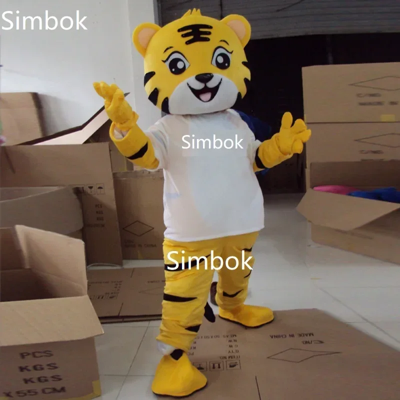 Simbok Cute Tiger Mascot Cartoon Doll Cosplay Costume Walking Halloween Christmas Party Masquerade Anime Shows OI9252