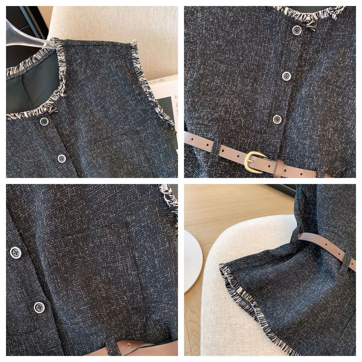 French sleeveless vest women's autumn new collection waist cinched shoulder short top  casaco feminino  waistcoat