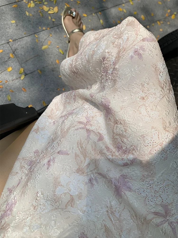 Zoete zachte bloemenprint A-lijn Dr dames lente zomer afslankende lange rok ort Sve V-Ne Bubble Sve-jurk