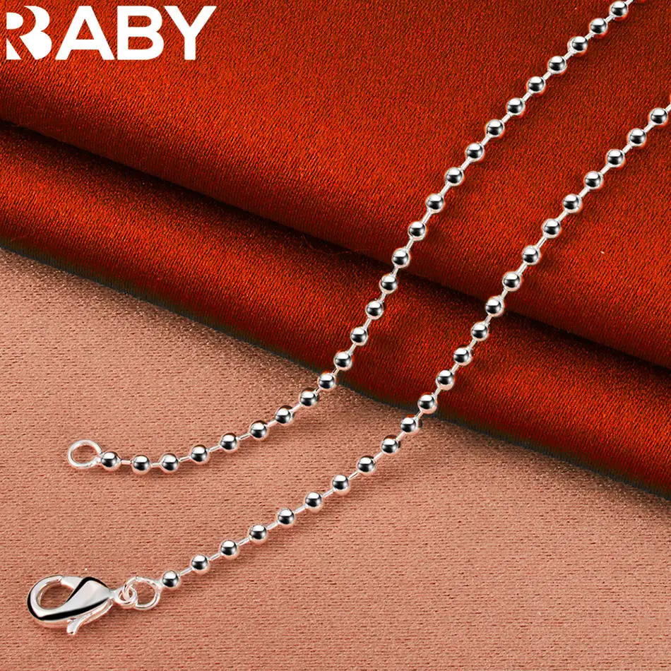 URBABY 925 Sterling Silver 40-75cm 2mm Beads Necklace For Women Anniversary Gift Popular Wild Fashion Romantic Jewelry