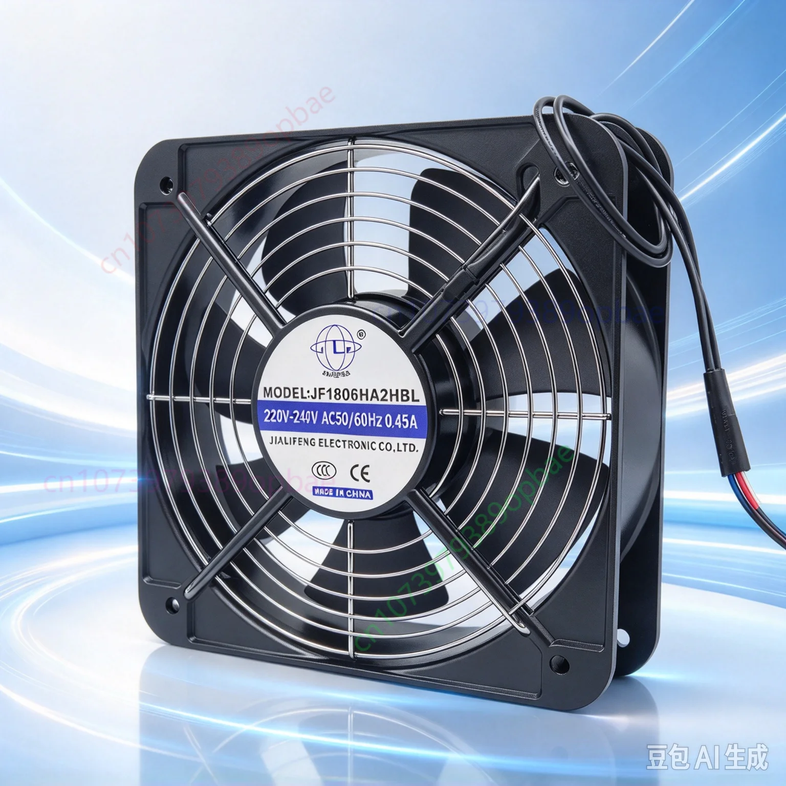 Replacement FOR JIAPENG JF18060HA2HBL AC 220V 0.45A 180x180x60mm 2-Wire Server Cooling Fan