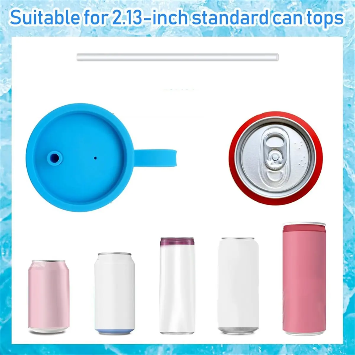 HITL 4 Tapas de Silicona para Latas de Refresco con Pajita, Tapas para Latas con Asa, Cubiertas Reutilizables para Bebidas, Jugos, Coca-Cola, Refrescos