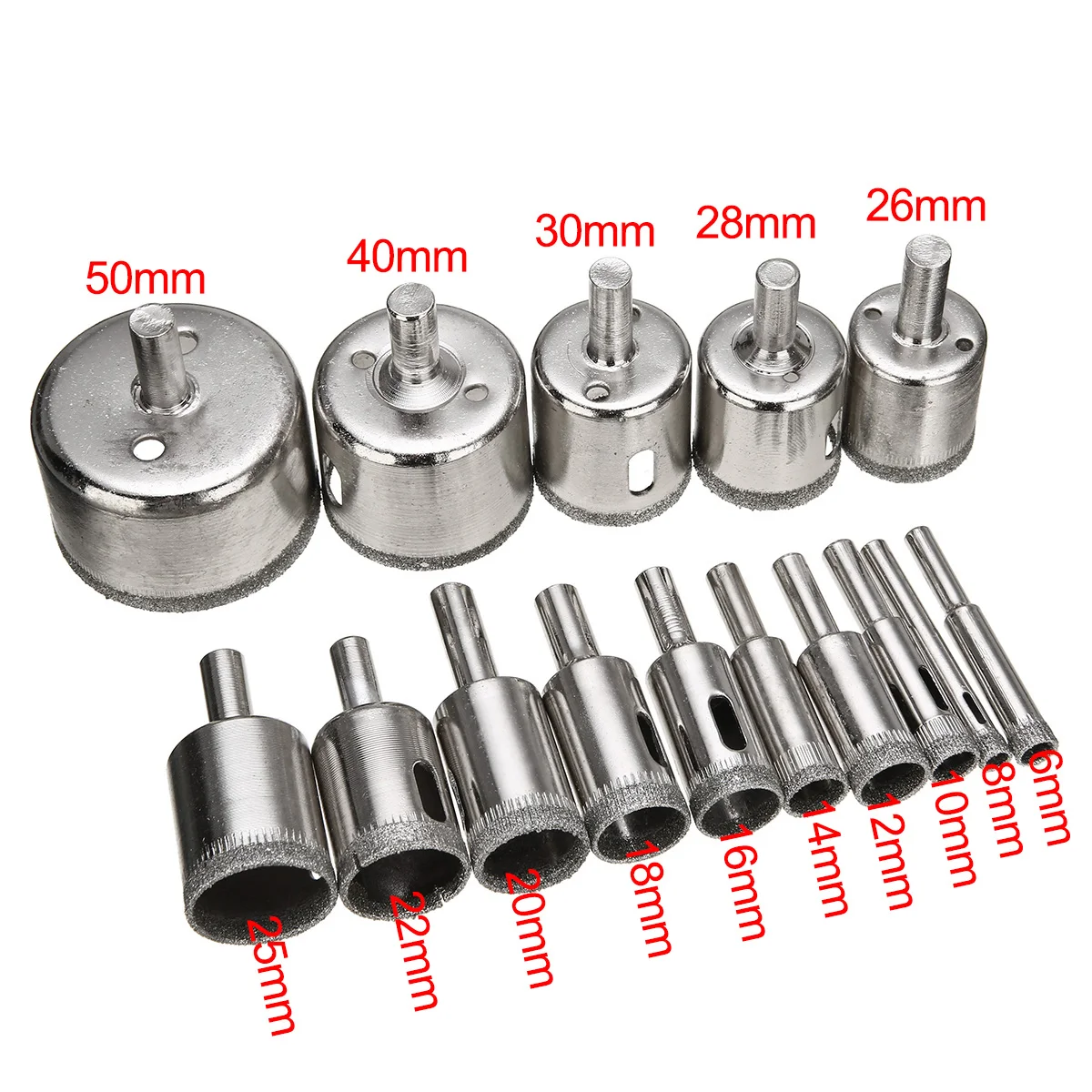 Imagem -03 - Diamante Buraco Saw Broca Ferramenta 650 mm Cerâmica Porcelana Vidro Mármore 10 12 14 16 18 20 22 25 26 28 15 Peças Grupo 30 40 50 Milímetros