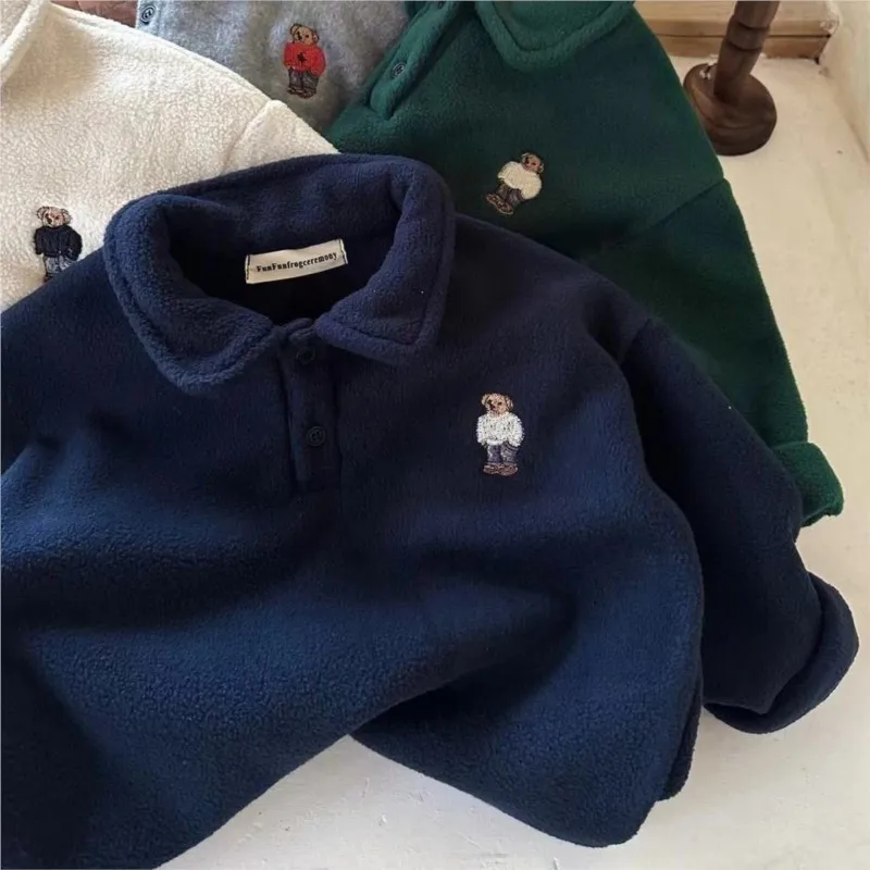 Baby Boy Girl Warm Sweatshirt Fleece Infant Toddle Child Warm Bottom Shirt Kid Tshirt Winter Spring Autumn Baby Clothes 1-7Y