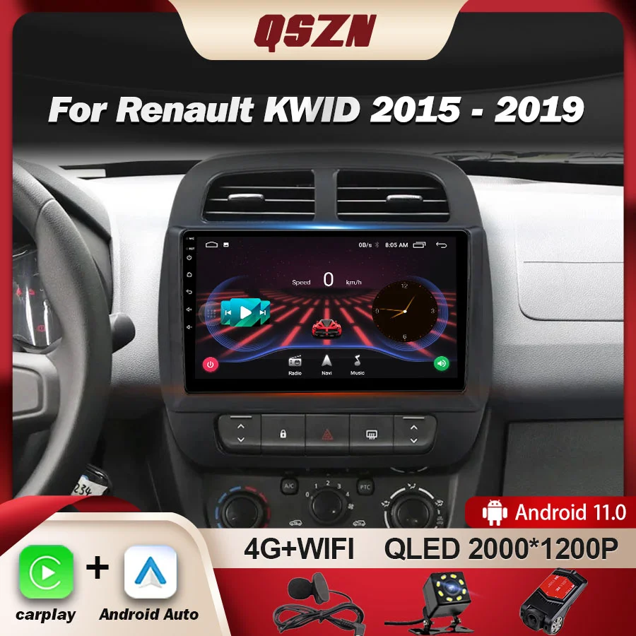 

QSZN 9Inch Android 13 For Renault KWID Kwid 2015-2019 Car Radio Multimedia Car Stereo Video Player Navigation GPS Bluetooth WIFI