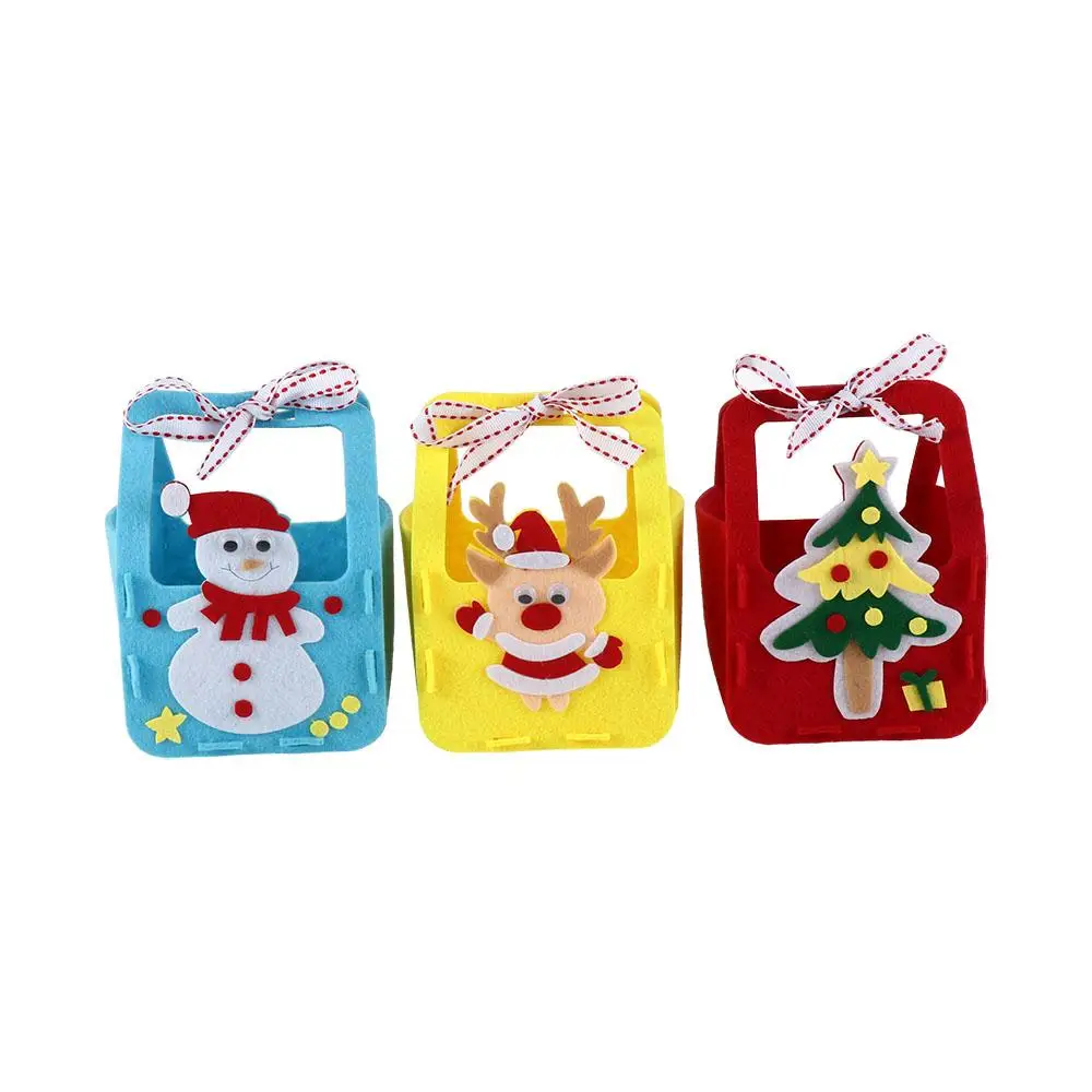 Non-woven Fabric DIY Xmas Candy Bag Christmas Tree House Decoracion DIY Christmas Bag Toy Snowman Kriss Kringle