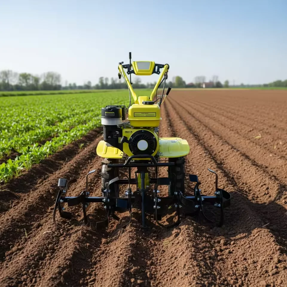 

T1050G Used Upgraded Version 177F 12HP Mini Power Tiller Farm Cultivator 2-Row Gearbox Engine Gear Energy Saving