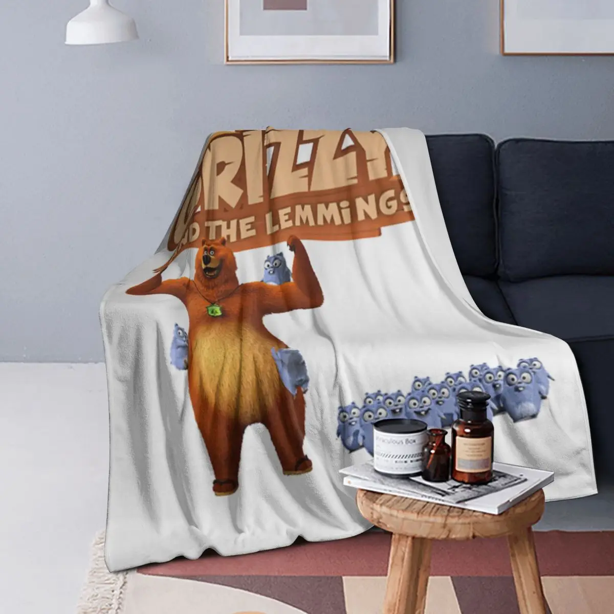 

Grizzy And The Lemmings Blanket Soft Warm Flannel Throw Blanket Bedding for Bed Living room Picnic Travel Home Couch
