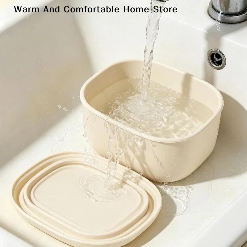 【W】1/3Pcs New Food Grade Silicone Lunch Box With Lid Leak Proof 200 300 600ML Microwave Safe Food Container For Picnic
