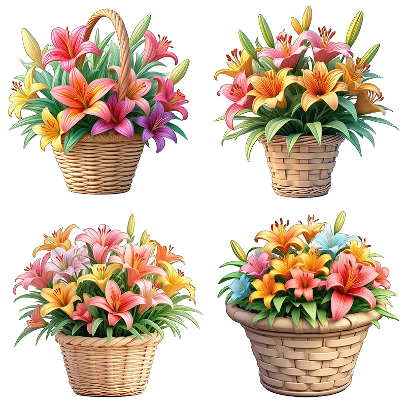 Three Ratels CG93 Beautiful colorful lily flower wall stickers for home decoration toilet decals