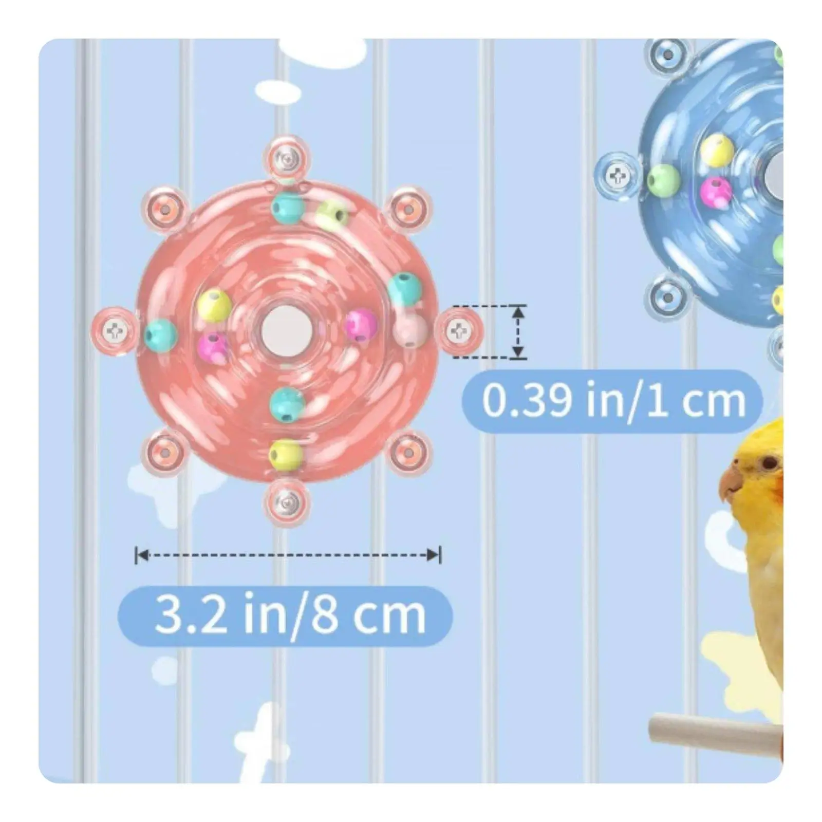 Rotating Chewable Bird Toy with Colorful Beads for Parrot Cage Playground Exercise and Foraging Fun