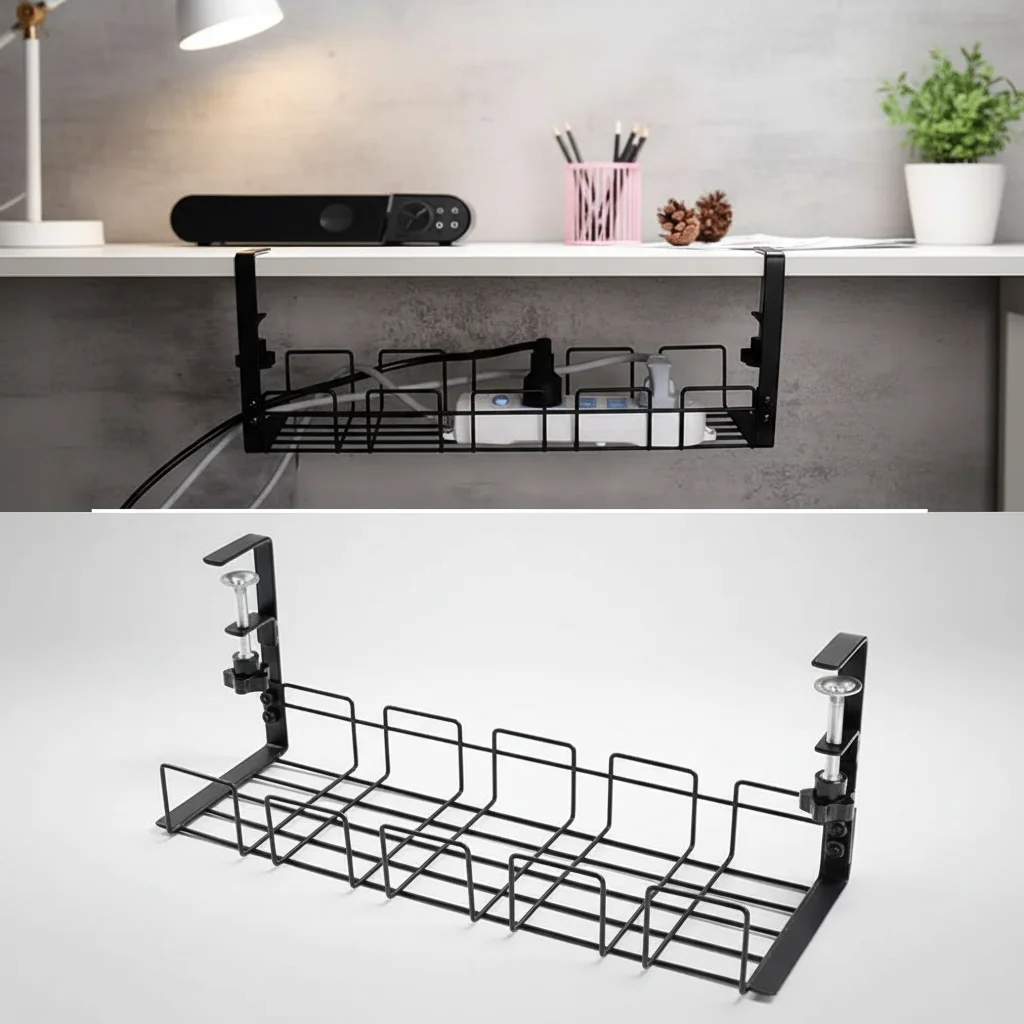 Apartment Accessory Kitchen Dishes Drying Rack Coat Stand Wire Under Desk Cable…
