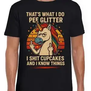 Thats What I Do Pee Glitter I Sht Cupcakes & Know Things Unicorn Horse  Funny Parody Funny Gift Tee Black T Shirt