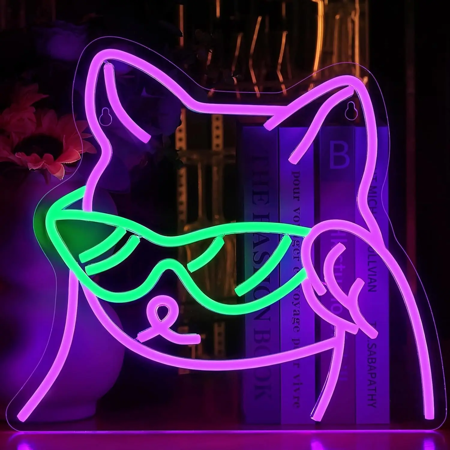 Cool Cat Neon Sign LED Wall Art USB Powered Bedroom Living Room Kids Playroom Pet Lover Gaming Corner Aesthetic Decoration