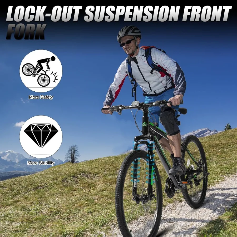 Sepeda Gunung 24 26 27.5 Inci Pria Wanita Sepeda Gunung dengan 21 Kecepatan Sepeda Dewasa Rem Cakram Ganda Garpu Suspensi dan Karbon Tinggi