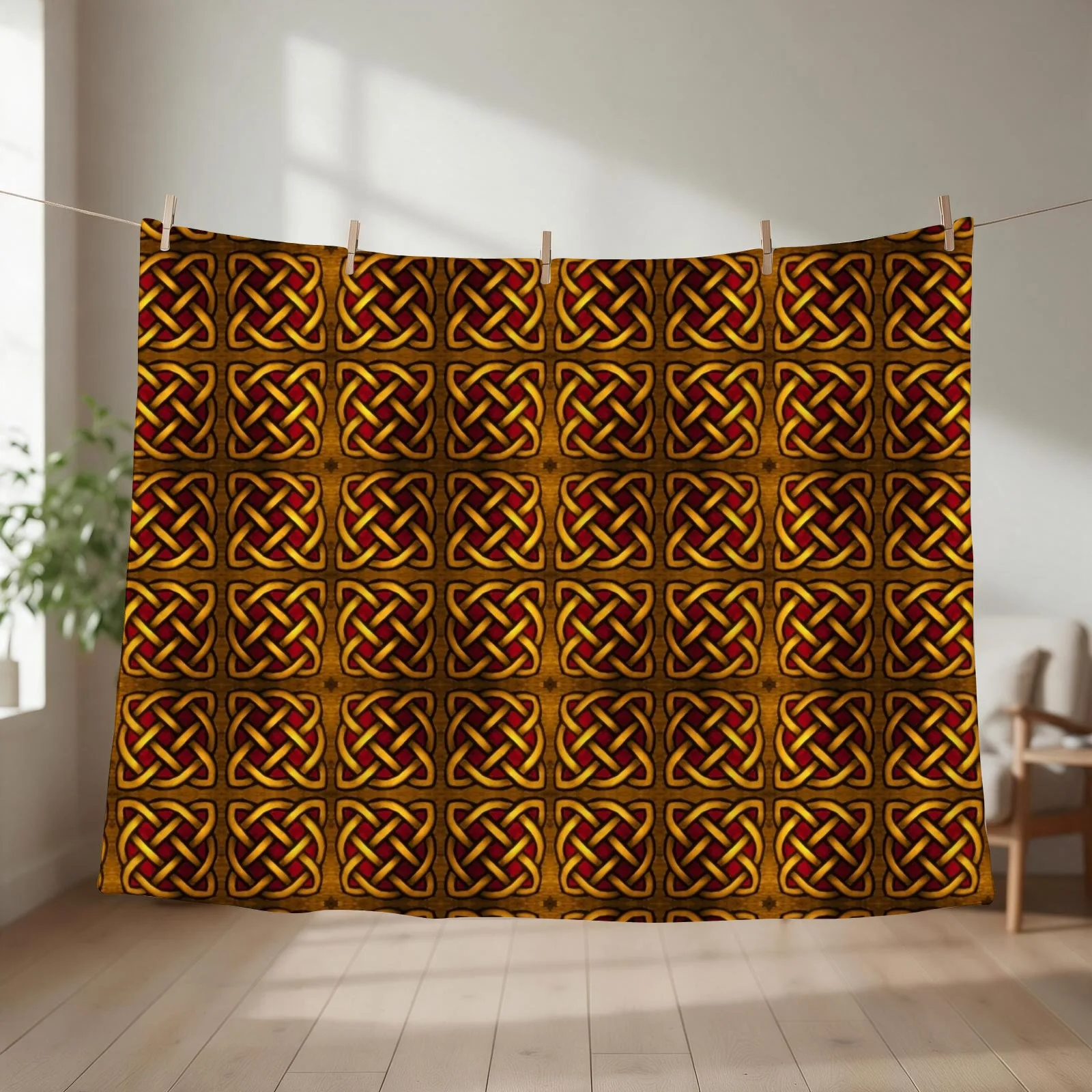 Yellow and Red Celtic Knot Throw Blanket couch cozy soft plush fuzzy picnic outdoor blanket