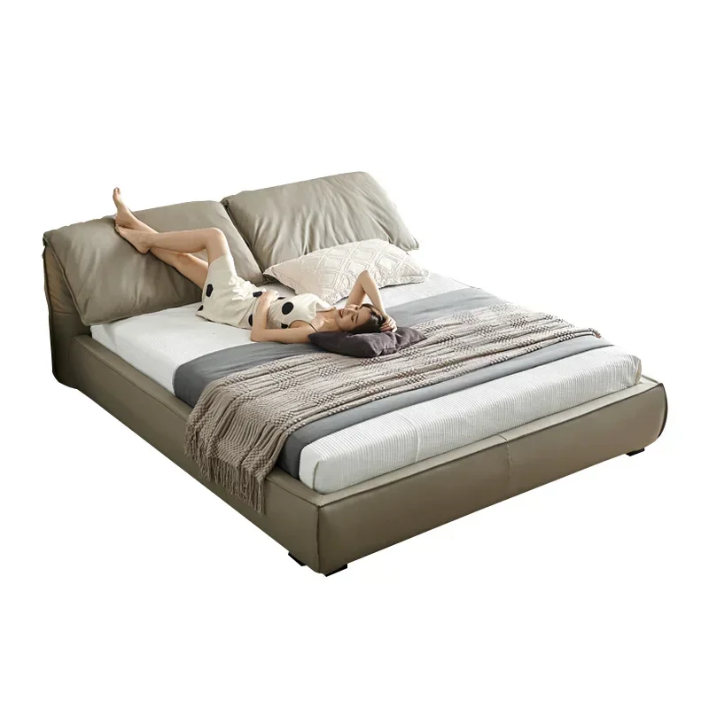 Master  2022 new high-end atmosphere first layer cowhide wedding   Italian minimalist elephant ear leather bed