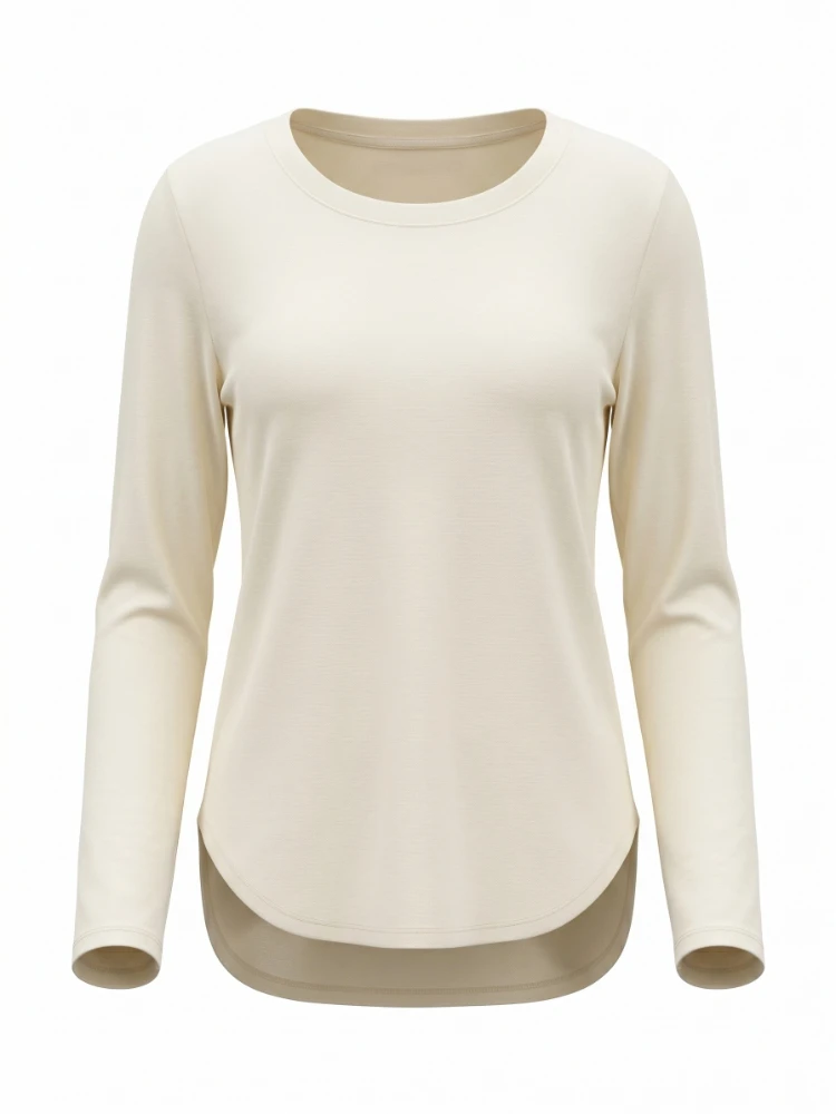 2026 Summer Fashion Solid Long Sleeves Women's T-shirt New Loose Casual Sunscreen O-Neck Tees Korean Style Simple Base Layer Top