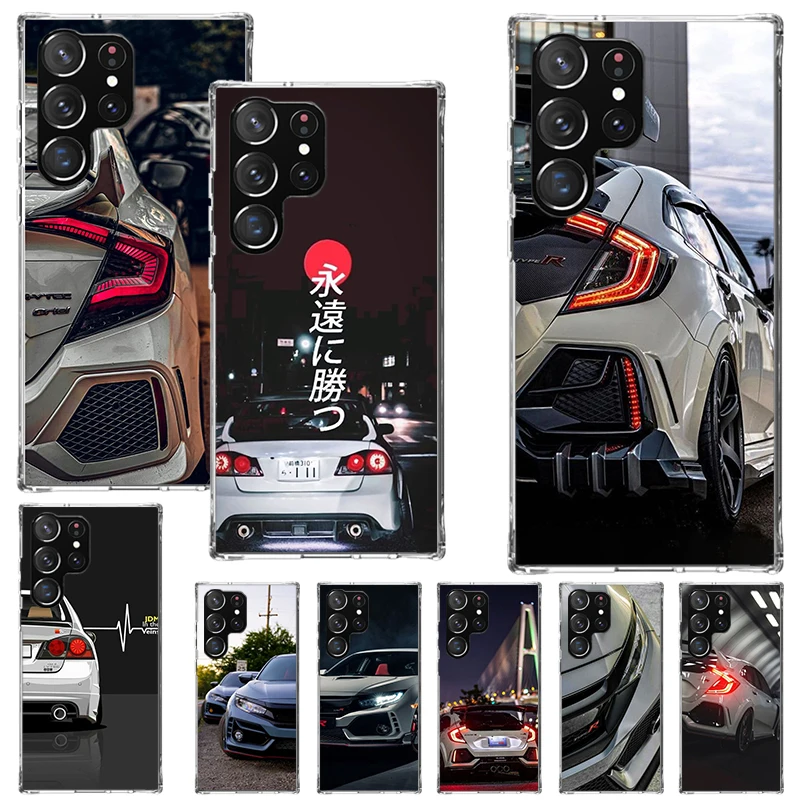 JDM Type R Civic Sport Car Phone Case For Samsung Galaxy S24 S23 S22 S21 Ultra S20 FE S10 Plus S10E S9 S8 + Soft Cover Shell