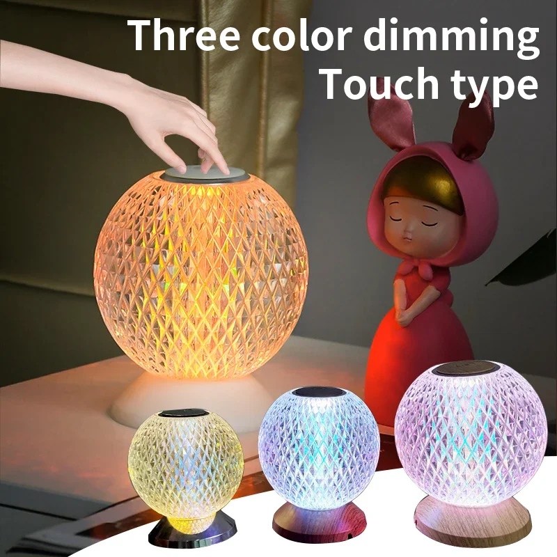 Italy Crystal Ball Night Light Usb Touch Sensor Desk Lamp Decor Restaurant Table Lamps Bedroom Bedside Lighting Fixture Bed Lamp