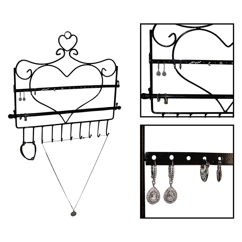 Jewellery Organiser -Wall Mount Jewelry Stand For All Your Earrings, Studs, Necklaces, Bangles, Rings, Watch & Bracelets