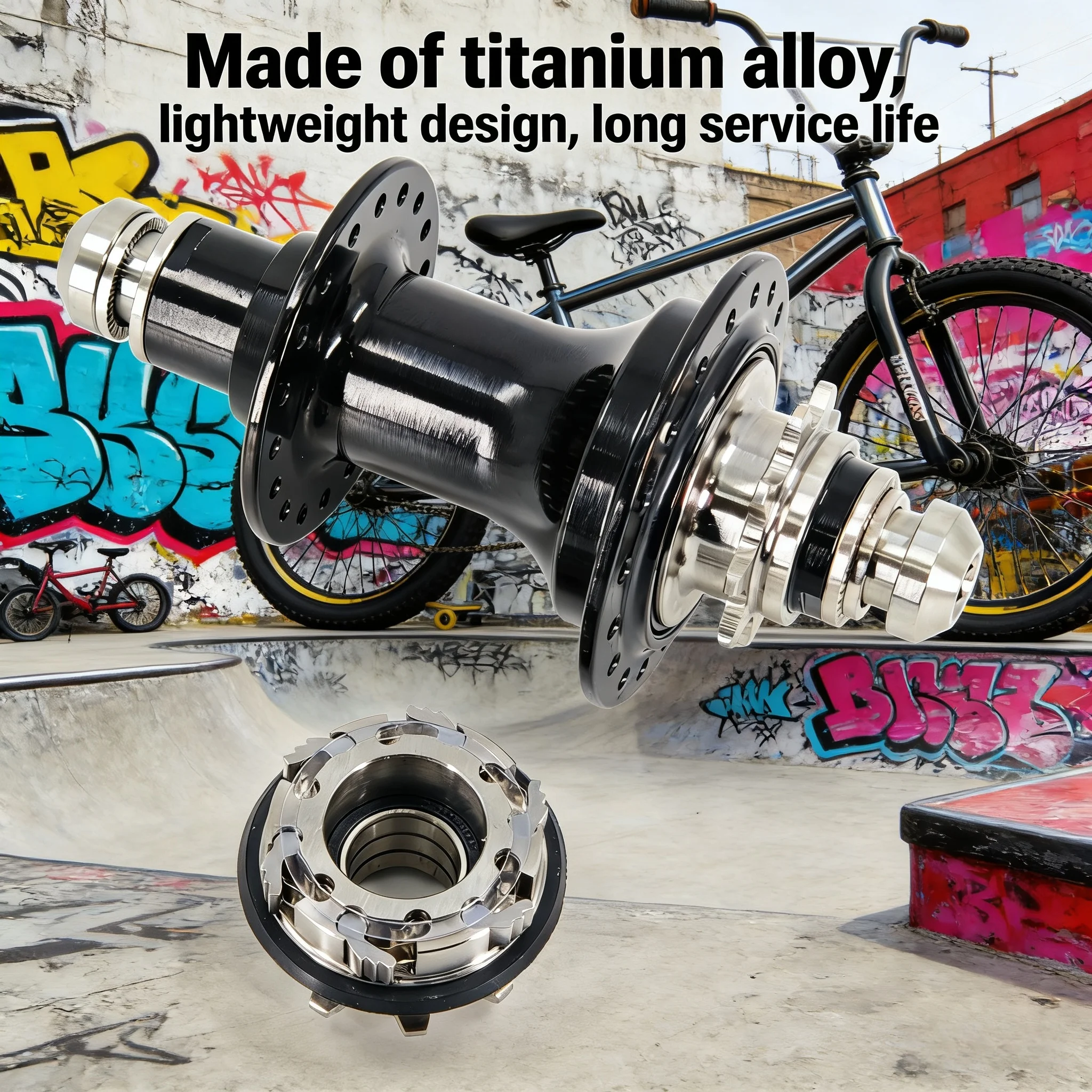 BMX-Fahrradnabe, BMX-Titanlegierungs-Achsnabe, 36H, Rechtsantrieb, Fahrradnaben, Hintere BMX-Naben, Ultraleichte Mini-Fahrradnabe, 9T, 120 Klickgeräusche – Detail 1