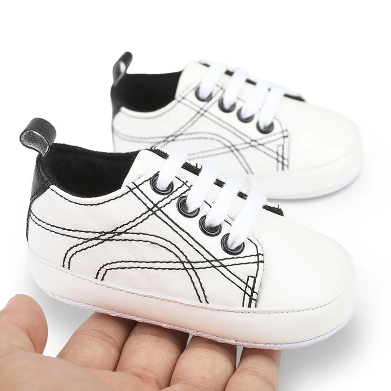 

Newborn Children Canvas Shoes First Walkers Baby Boys Striped Soft Bottom Anti-slip Sneakers Crib Prewalkers