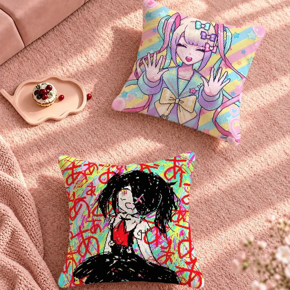 Game Psychological Needy Streamer Cushion Cover Cute Cartoon Throw Pillow Cover Soft Plush Cushion Cover Sofa Bedroom Home Decor