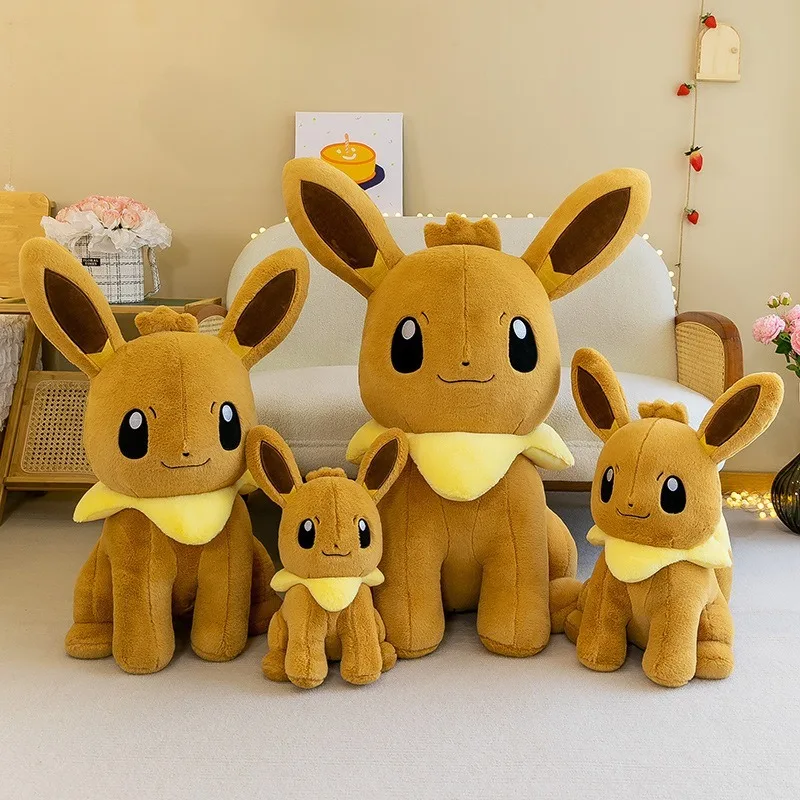 

45-105cm Cute Giant Eevee Stuffed Doll Kawaii Pokemon Plush Toy Cotton Anime Soft Throw Pillow Children Birthday Holiday Gifts