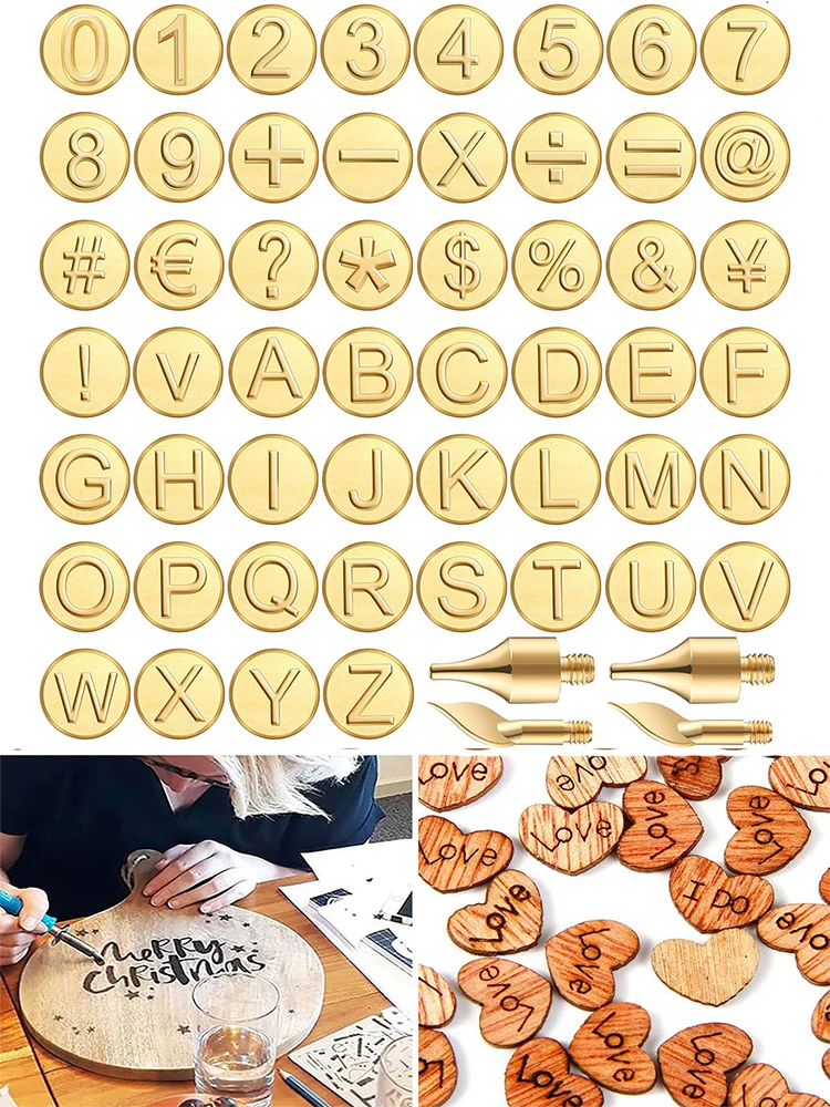 28/56 Pcs Wood Leather Burning Set Tip Letter Wood Burning Tip Alphabet Number For Wood Craft DIY Embossing Carving Tools