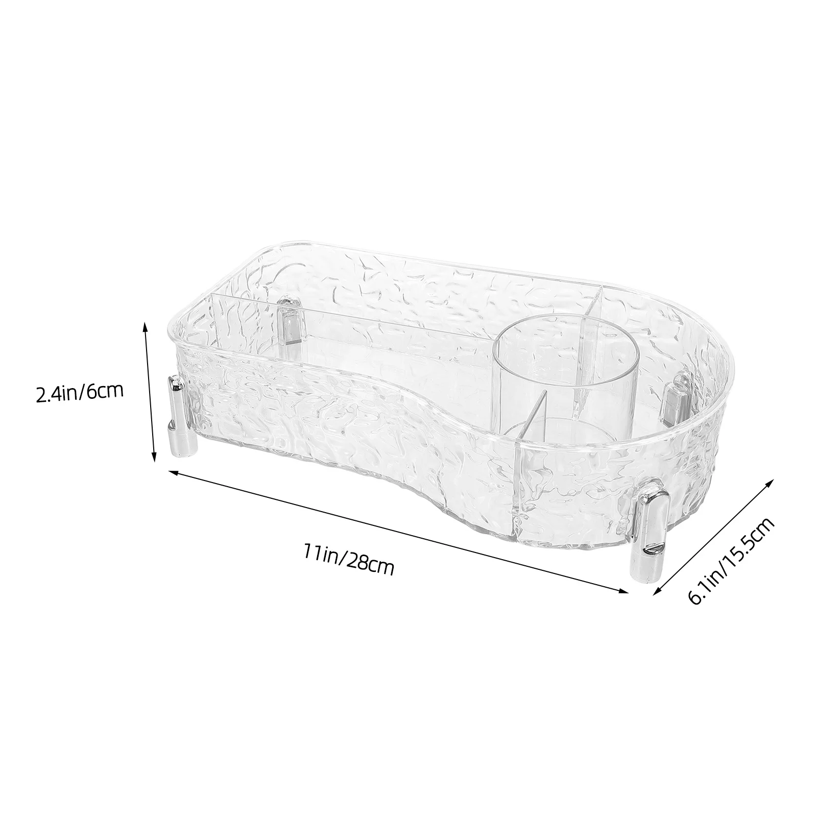 منظم المكياج 4 مقصورات للحمام، علبة عرض كونترتوب، بلاستيك بسعة كبيرة #6