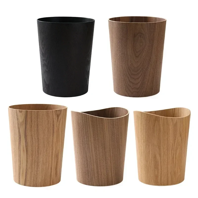 Creative Storage Wooden Trash Can Home Bucket Garbage Bin Hotel Living Room Office Wastebasket Cans Nordic Recycling Bin