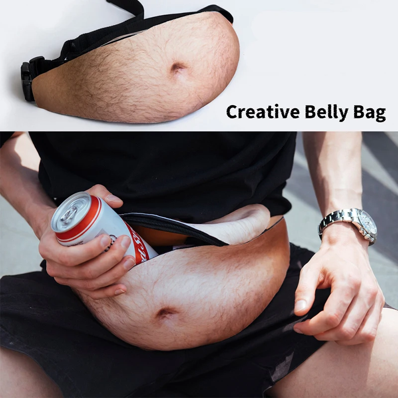 Funny Dad Bod Money Belt Bag Men Travel Bags Flesh Color Creative Fanny Pack Beer Fat Belly Bum Pouch Waist Bag