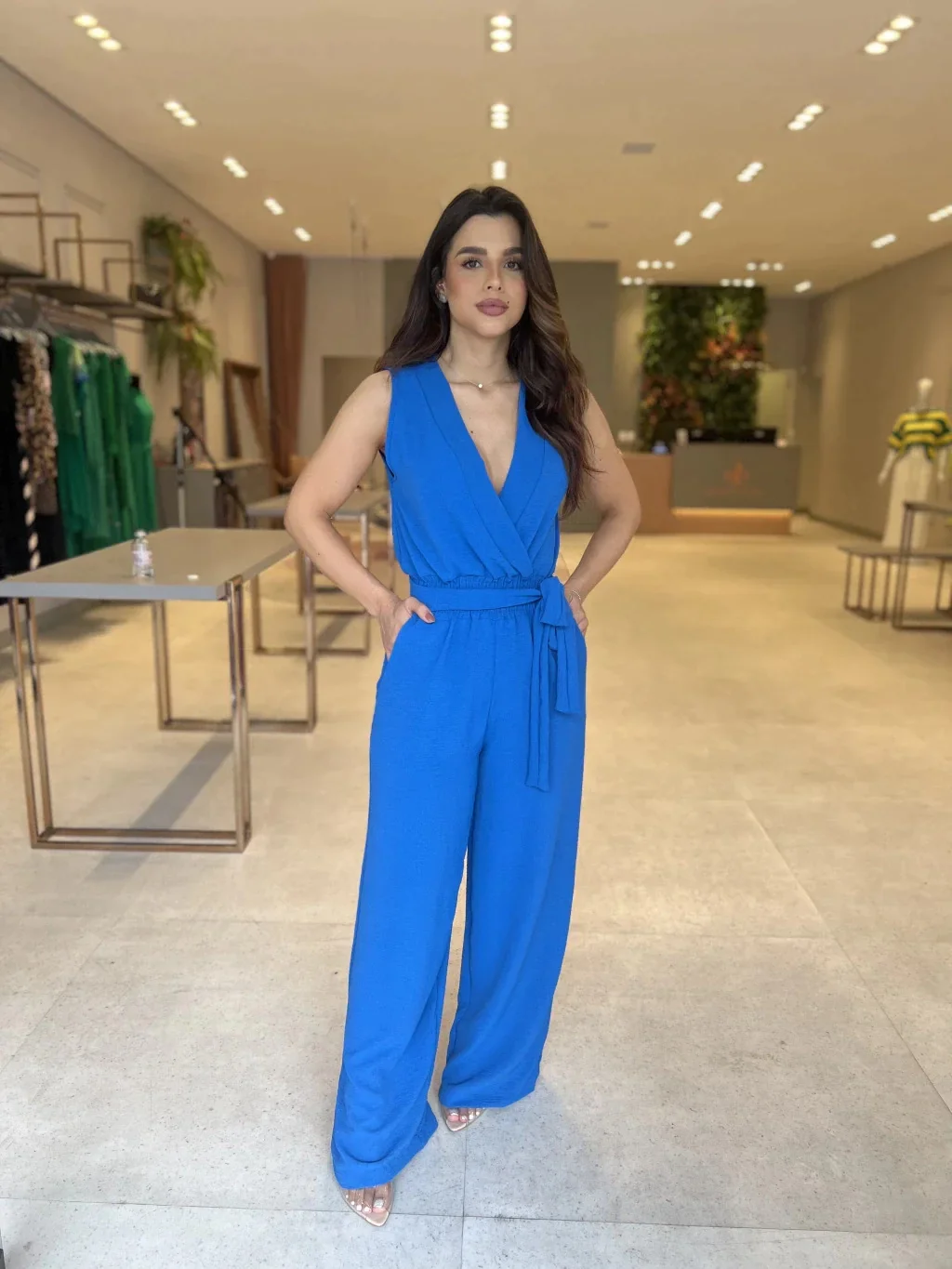 Women Jumpsuits Sleeveless Rompers V Neck Overalls Wide Leg Pants High Street Y2k Loose Jumpsuit One Piece Sashes Ankle Length