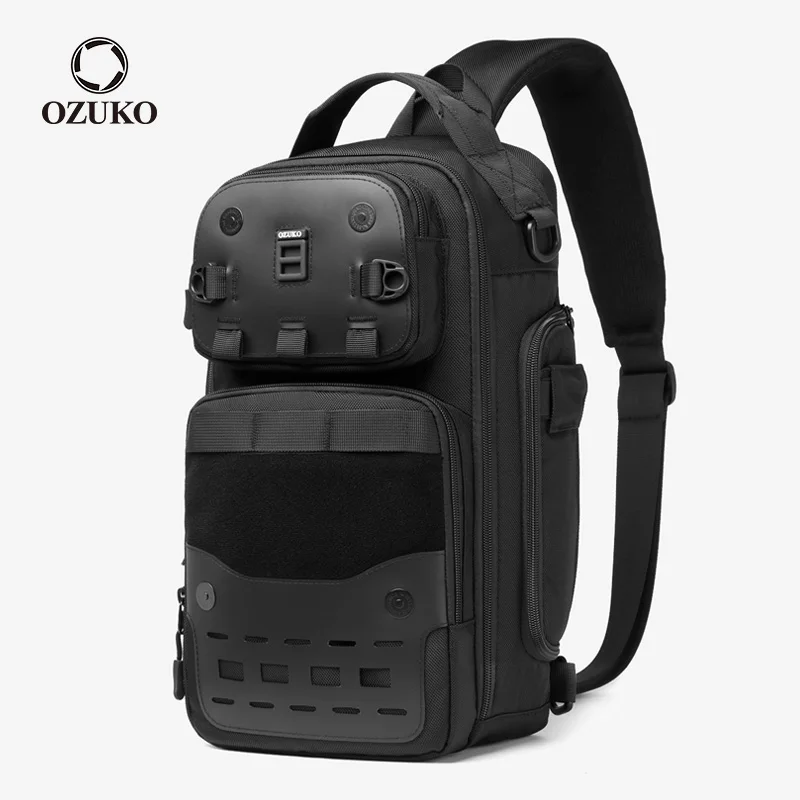 OZUKO-Bolso de pecho de gran capacidad para hombre, bolsa de hombro táctica impermeable para deportes al aire libre, bandolera de alta calidad