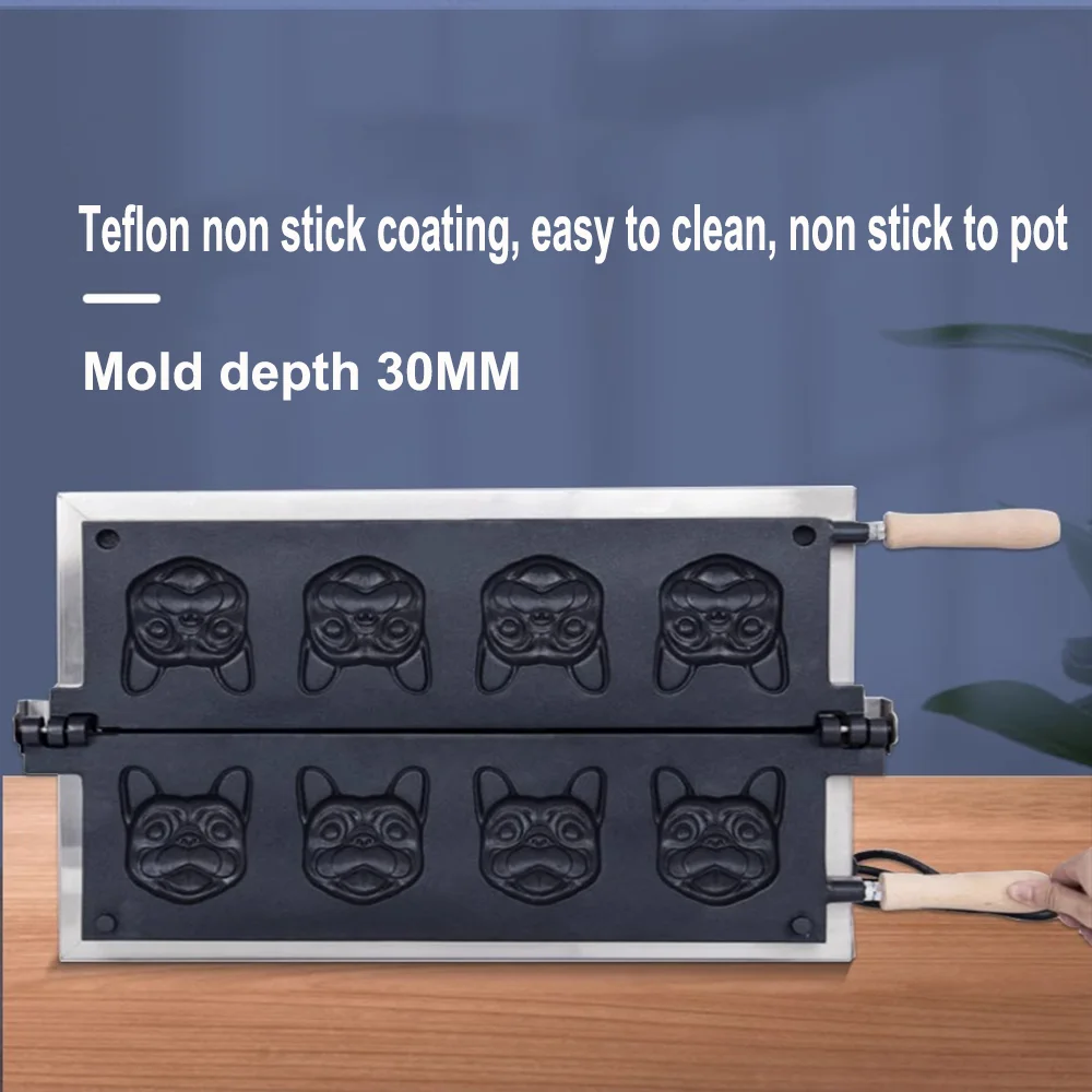 Commercial 5-piece dog head waffle set, 110V/220V electric version, gas version, waffle maker, non stick pan coating