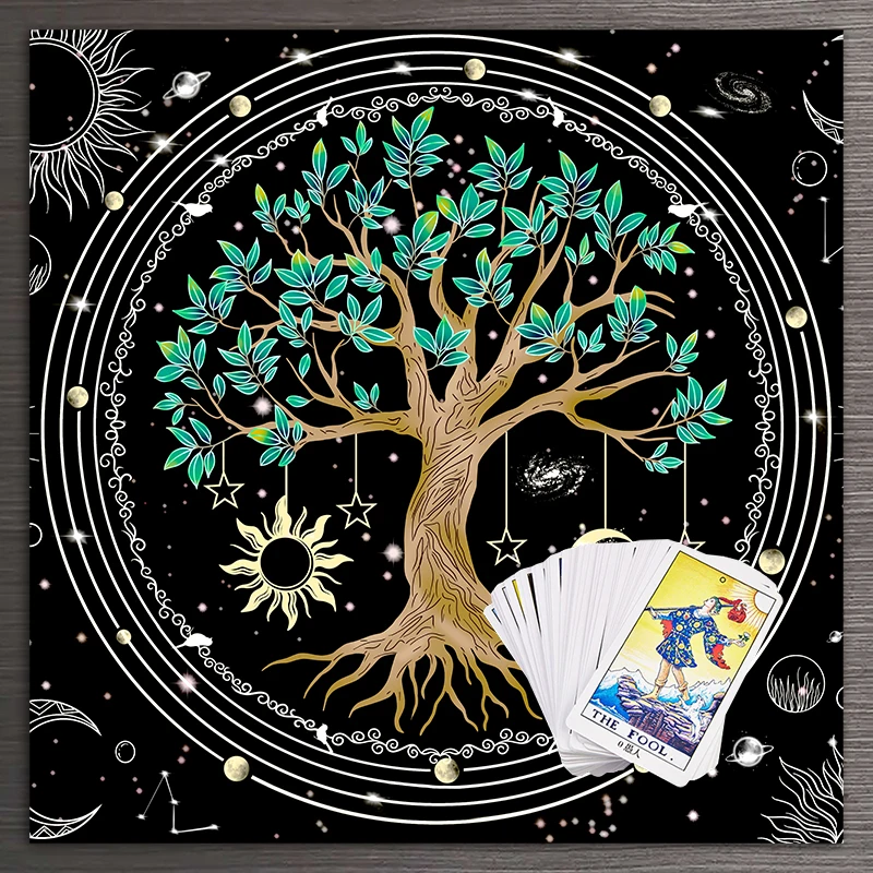 

life Tree Tarot Card Cloth Witchcraft Tablecloth Divination sun moon Tarot Altar Cloth Tarot Mat Tarot Card Tarot Accessories