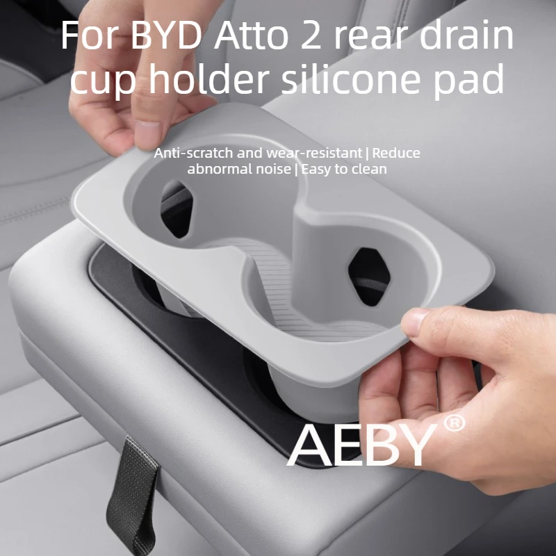 

AEBY For BYD Atto 2 2025 Silicone Cup Holder Insert,Thickened Silicone Protector,Soft Silicone Sleeve for Rear Console,interior