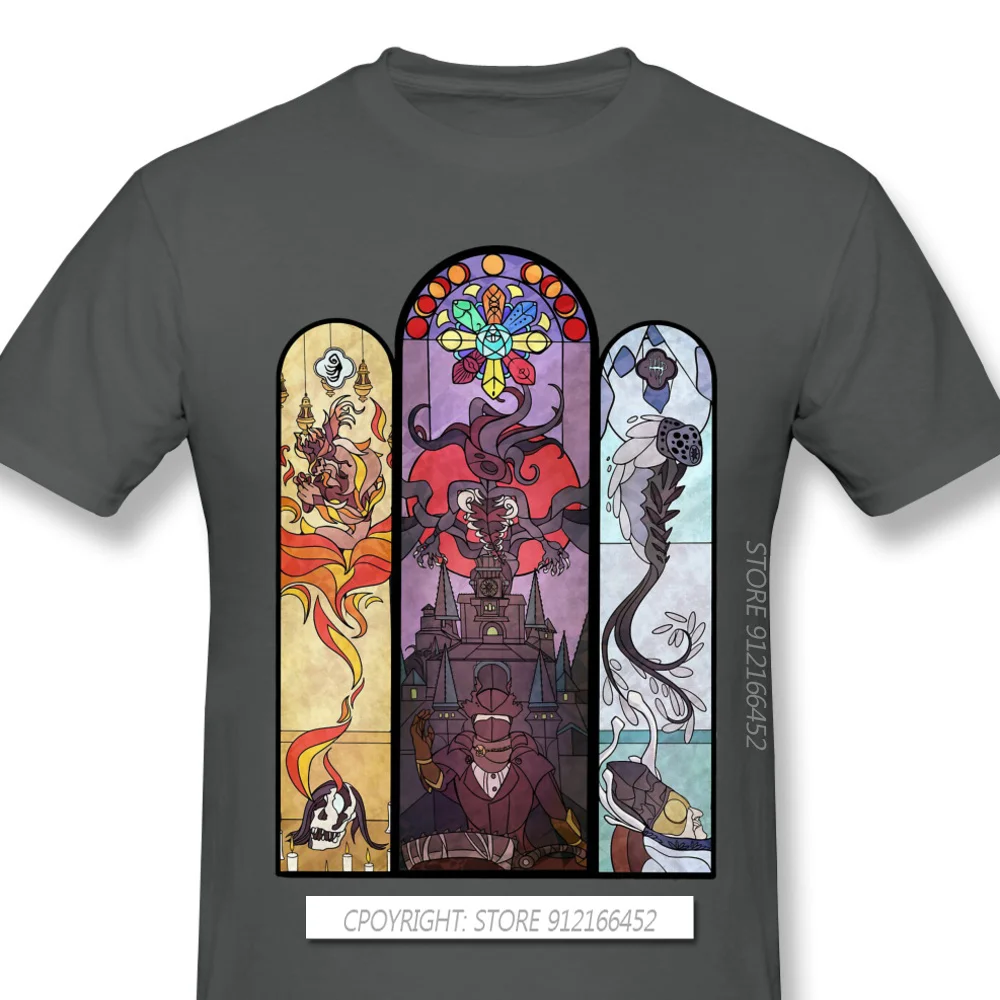 Men Bloodborne Halloween Horrible Games Black T-Shirts Yharnam Stained Glass Pure Cotton Tee Harajuku Daily Life