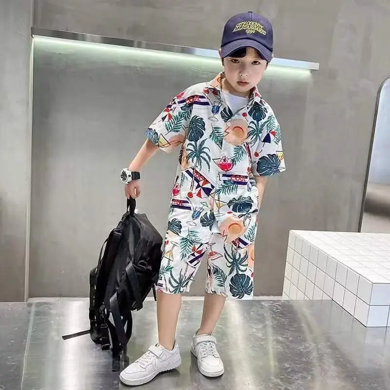 

Hawaii Shirt Boys Sweatshirt Kids Fashion Children 8 To 14 Years Child Clothes Wear Summer Boy Set Cartoon Children's Clothing 7