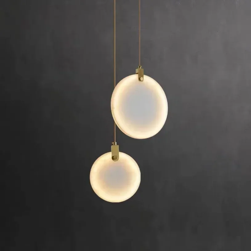 

Led Marble Pendant Lights Bedroom Bedside Kitchen Hanging Lamp Stairs Stone Modern Round Decoration Ceiling Chandeliers Lustres