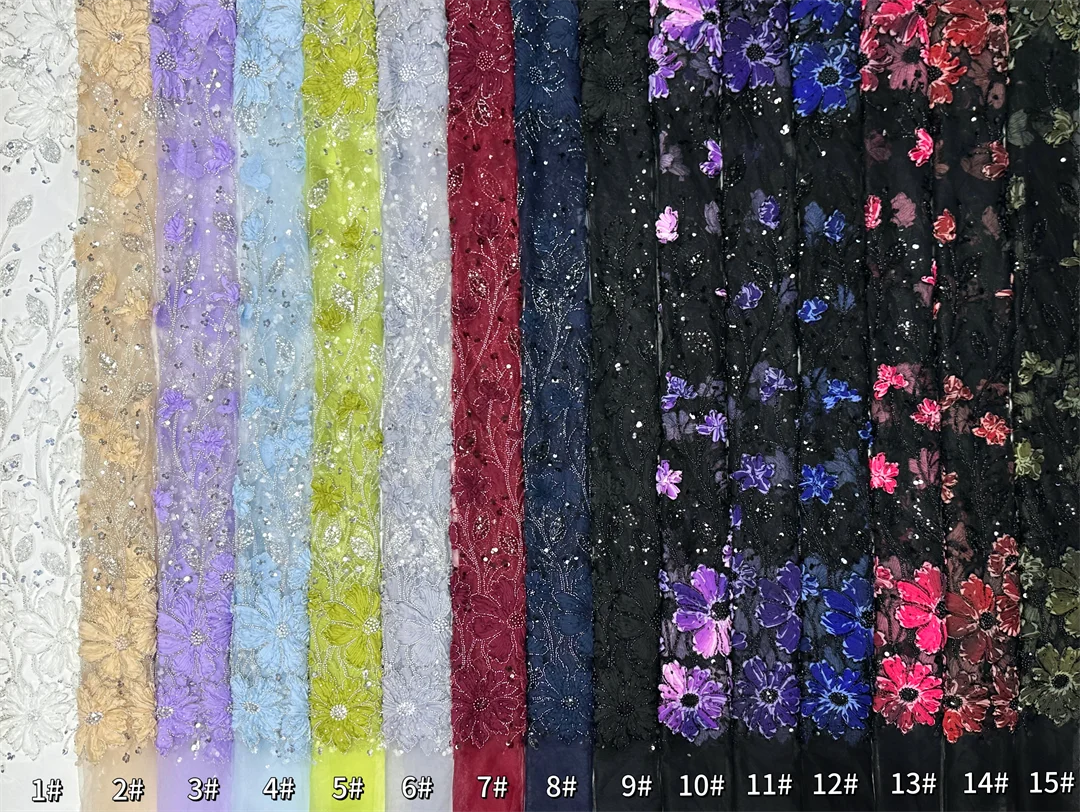 

Роскошный нигерийский жених с блестками и бусинами, кружевная ткань, 5 ярдов, французский тюль, вышивка для свадебного платья, африканская свадьба, 2025 г.