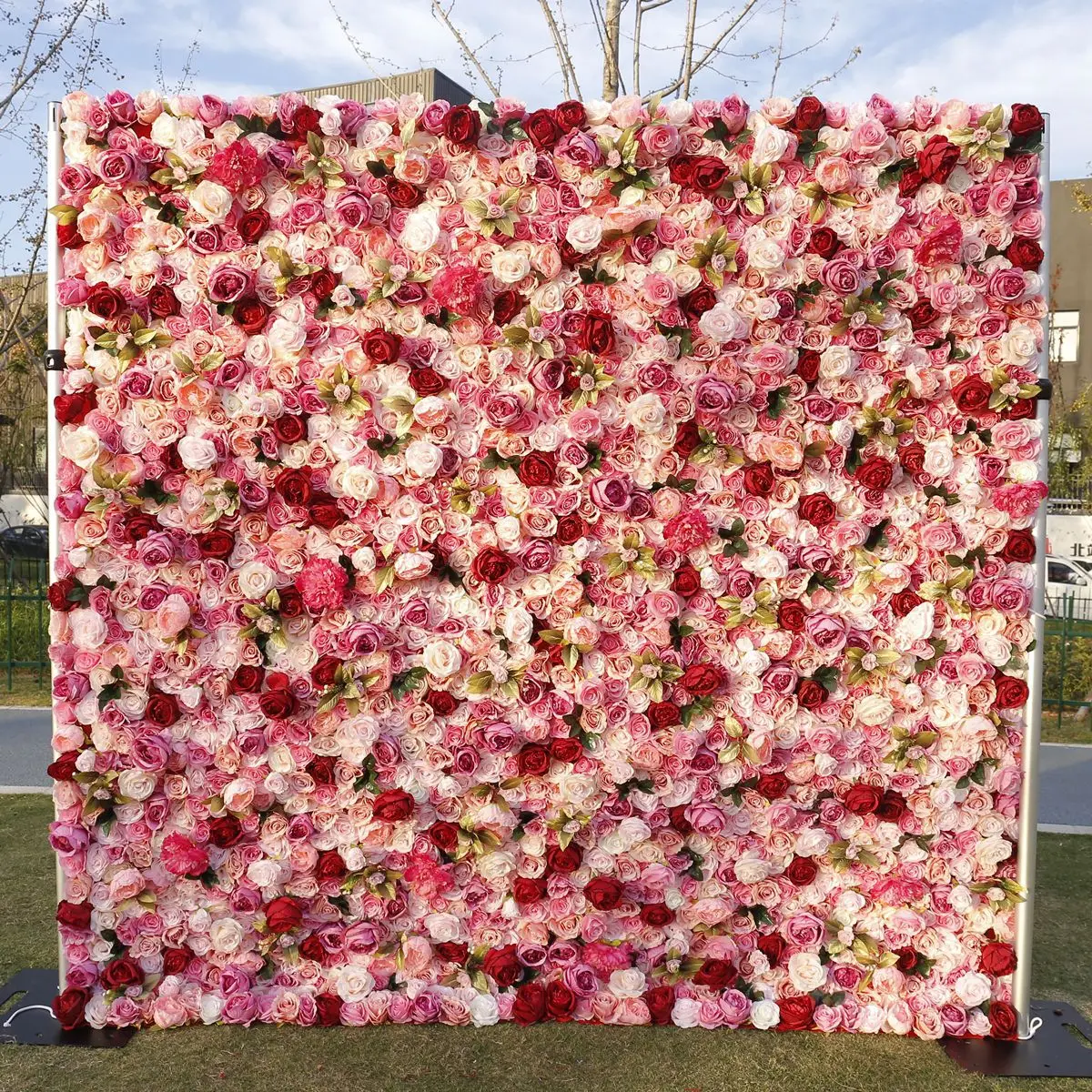 

Outdoor Wedding Backdrop 3D Rose series Curtain Cloth Flower Wall Rose Hydrangea Arrangement Floral Event Party Reception Props