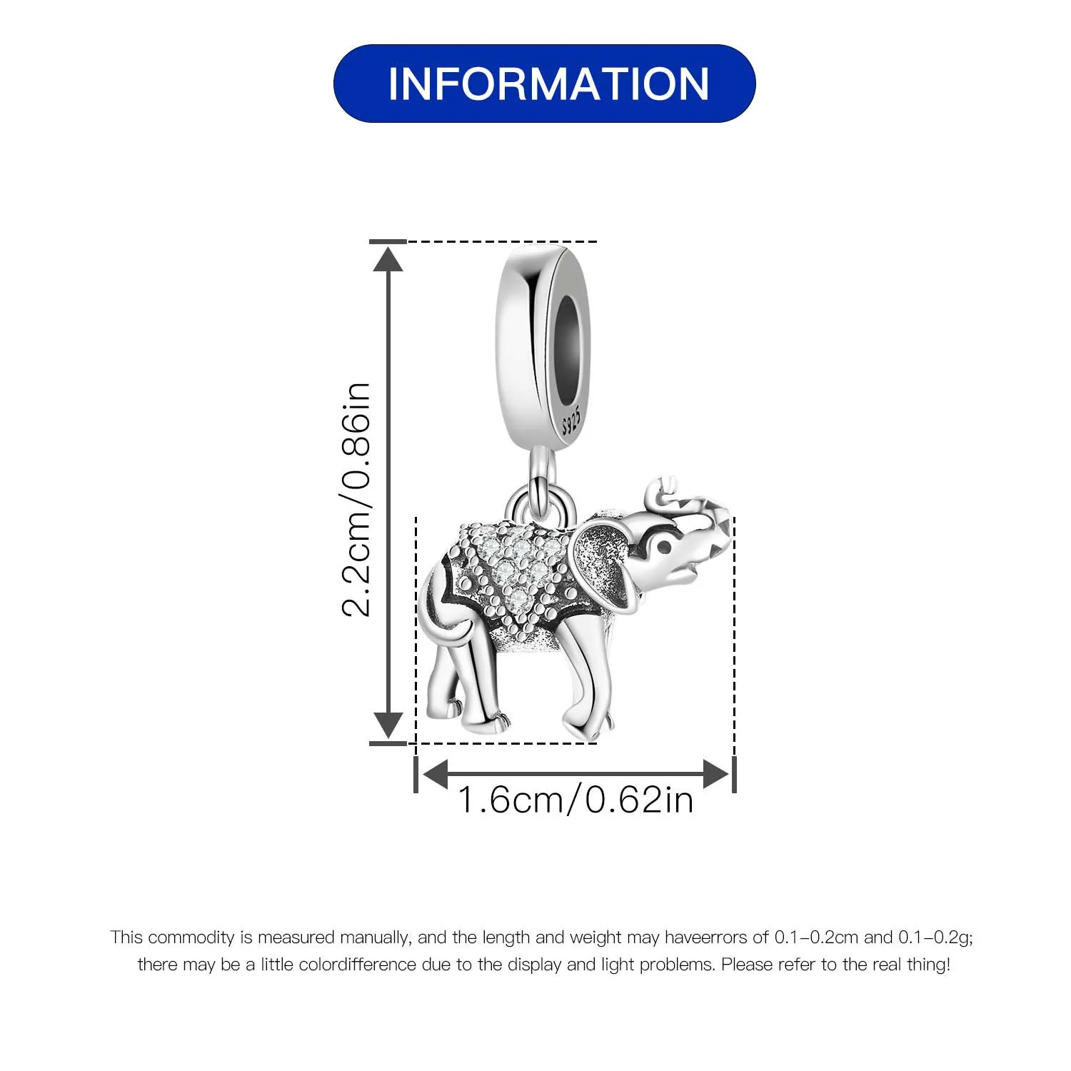 CYMYSS 925 Sterling Silver Charm Cute Animals Bead Elephant Pendant Fit Bracelets Necklace DIY Jewelry Making Party Gift