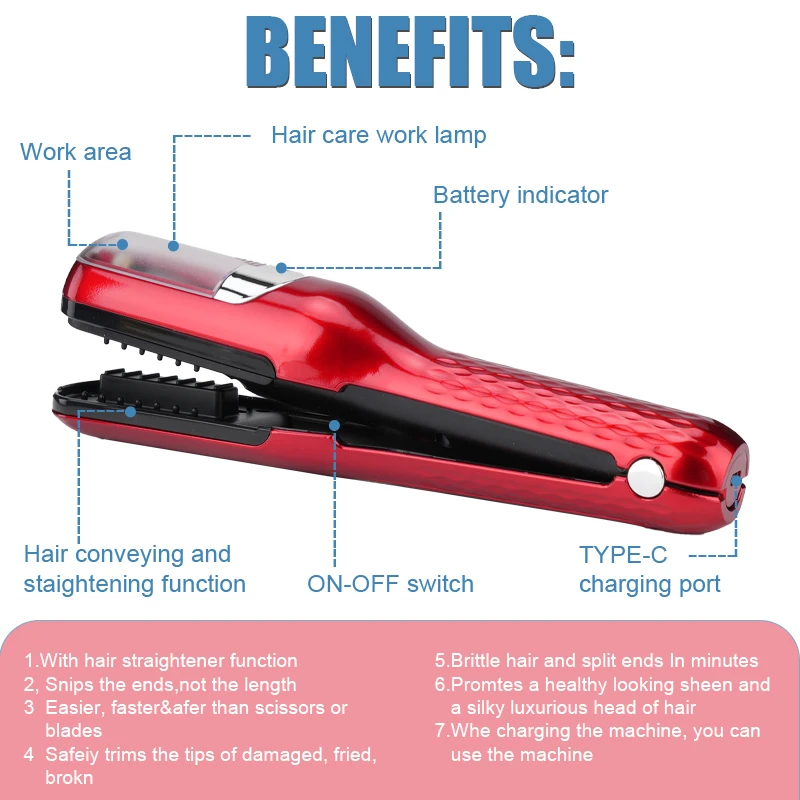 Rechargeable Cordless Split Hair Trimmer, Hair Split Ends Trimmer, Remover Damaged Hair, Repair Hair Care Treatment